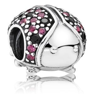 Authentic Pandora Retired Sparkling Ladybug S925 Ale Charm